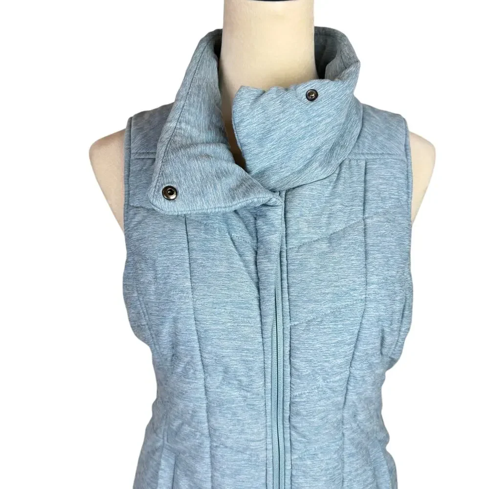 The North Face Women's Heather Blue Zip Up Performance Pseudio Puffer Vest
